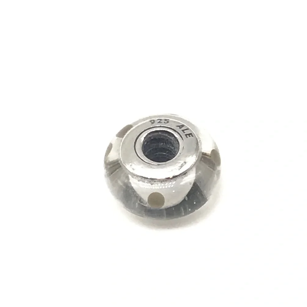 Pandora White Clear Spotted Murano Glass Charm